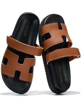 Women's Brown Leather Sandals Footwear Stylish with Plush & Soft Insole